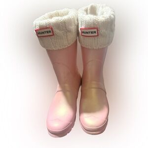 Hunter Blush Boots with Knit Trim